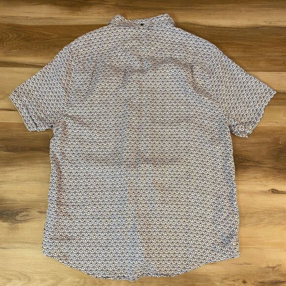 Onia Shirt Mens XL Gray 100% Linen Graphic Print Button Down Short Sleeve - Picture 9 of 9